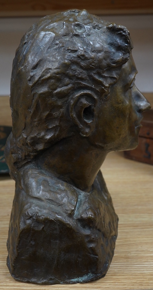 Hermann Haller (1880-1950), bronze bust of a lady, 36.5cm. Condition - good